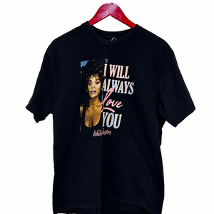 Whitney Houston I will always love you Black Graphic T-Shirt with Iconic Print